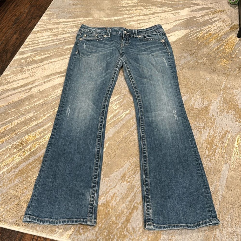 Miss me je5145e5l easy boot silver chunky stitch size 30 by 33 bling on pockets